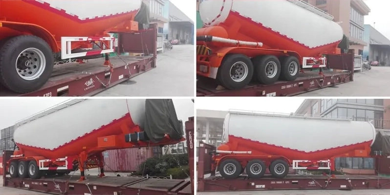 35 cbm bulk cement tanker trailer loaded on flat rack container for export