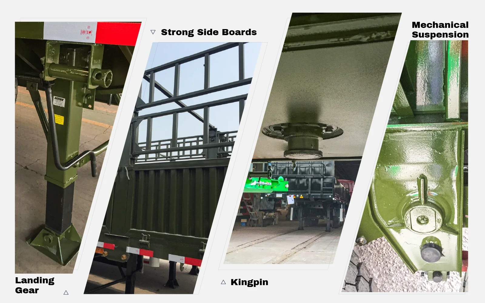 4 axle fence semi trailer landing gear kingpin and side board assembly