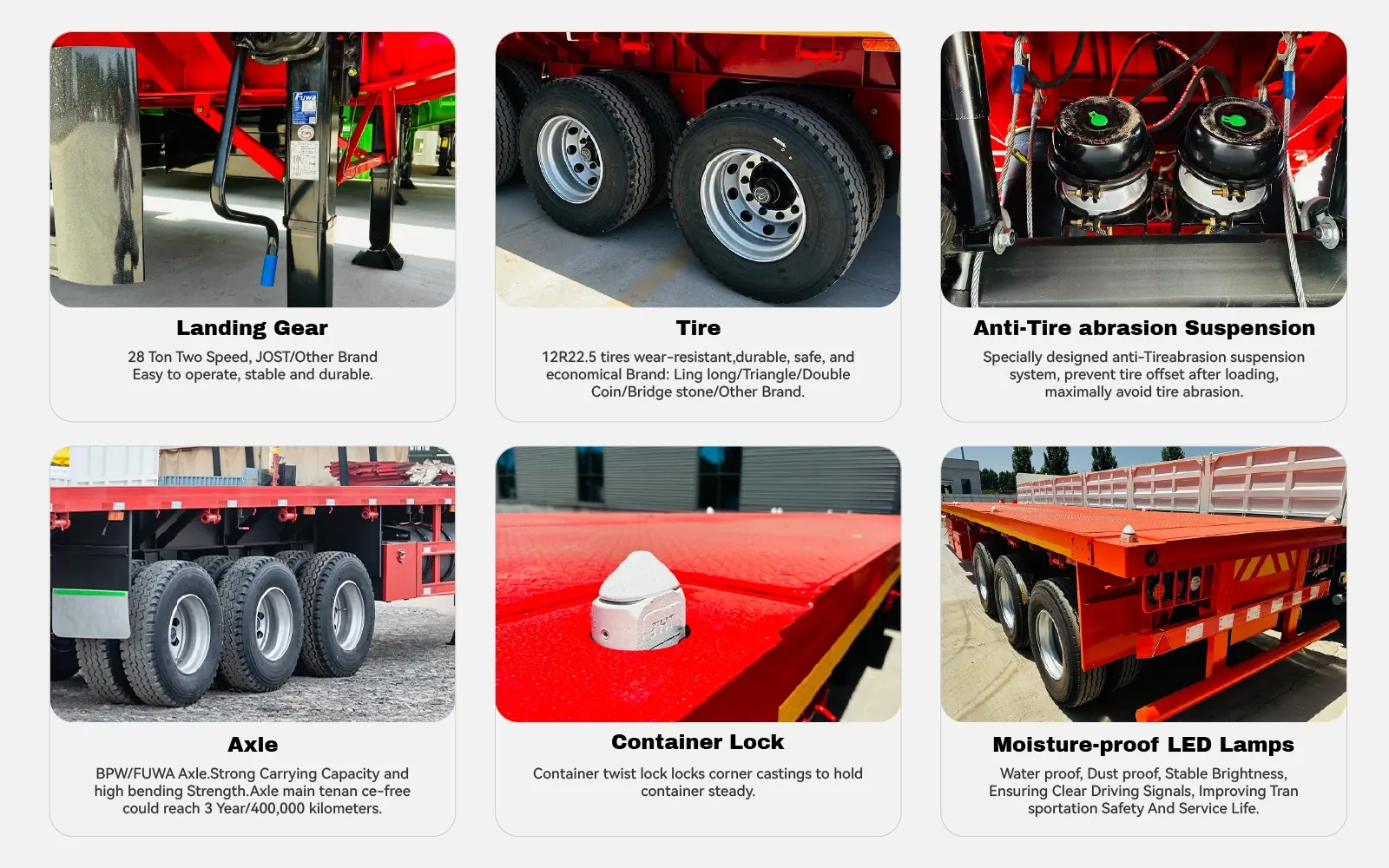45ft flatbed semi trailer heavy duty structural accessories