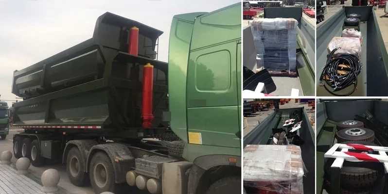 80 ton end dump semi trailer with hydraulic lifting system for overseas project