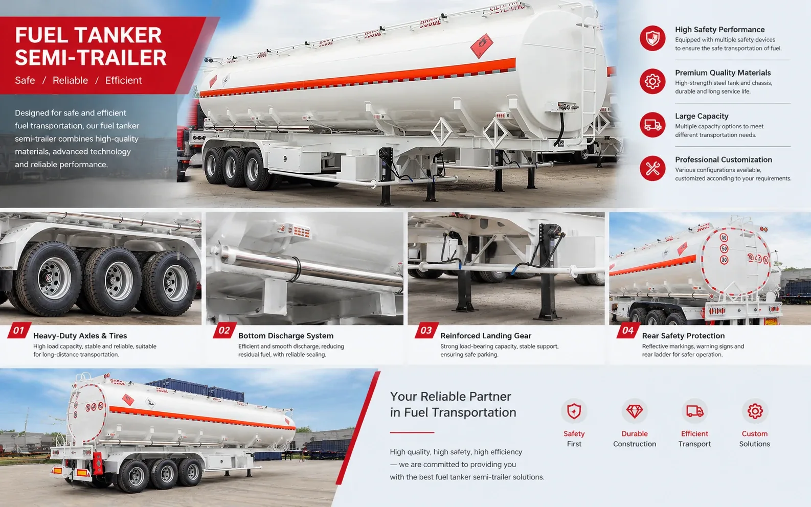 aluminum fuel tanker trailer heavy duty tank and safety accessories