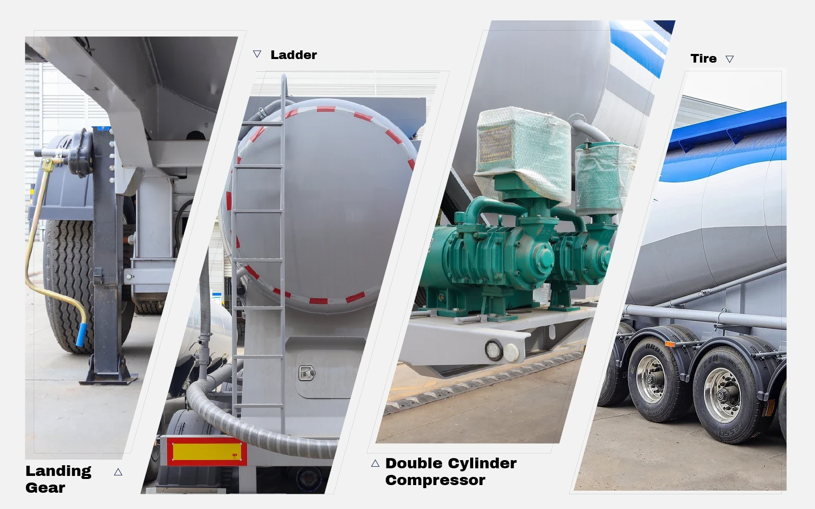 45cbm bulk cement tanker trailer key parts display