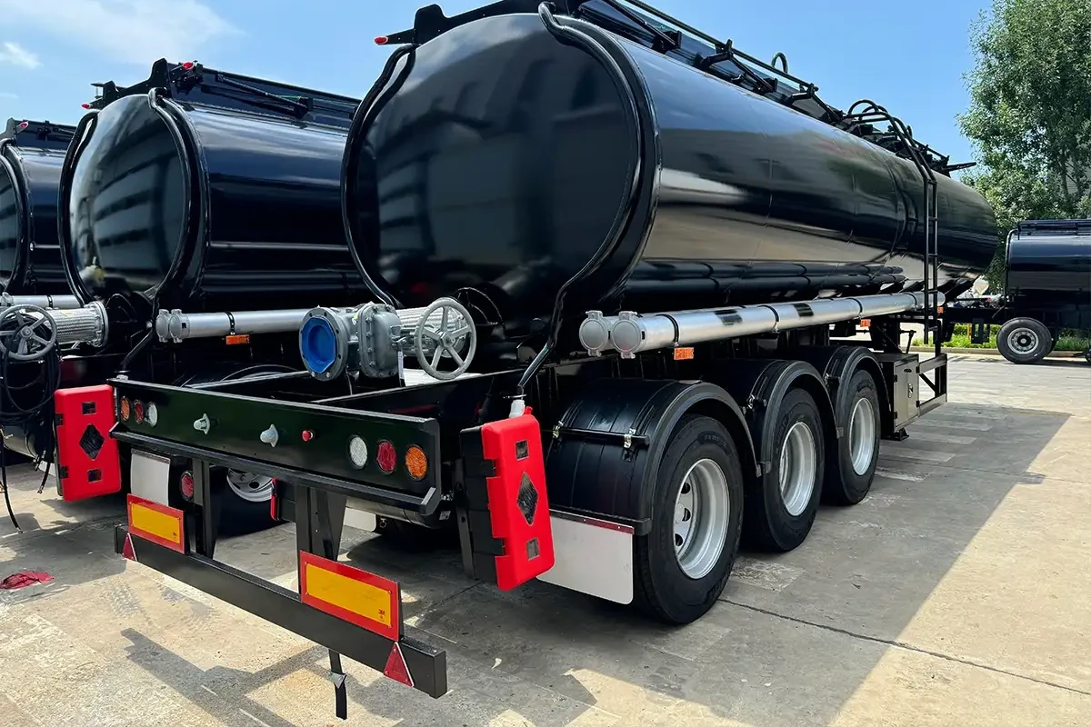 stainless steel tanker trailer wrapped protection during container loading process