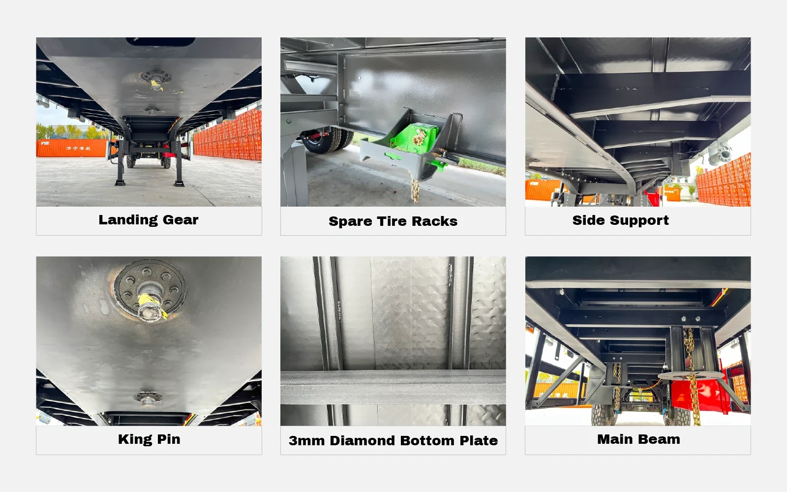 3 axle side wall cargo semi trailer component showcase