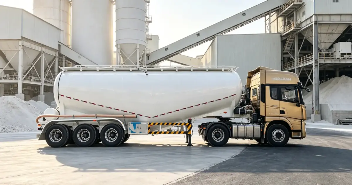 pneumatic dry bulk powder tanker trailer for cement, fly ash and lime powder transport