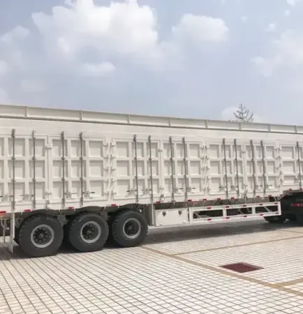 Curtain style box trailer built on the 3-axle dry van semi trailer platform with side curtain opening
