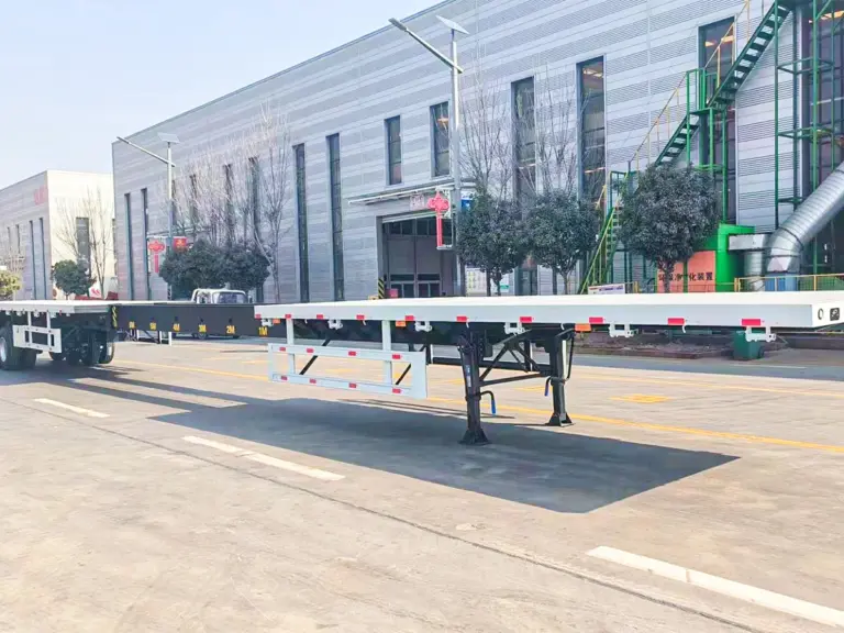 Custom semi trailer build: extendable flatbed with telescopic locking deck sections for long steel and structural loads