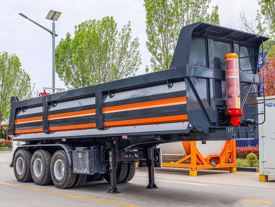 3-axle rear dump semi trailer hauling aggregate — the trailer segment of the tipper trucks market